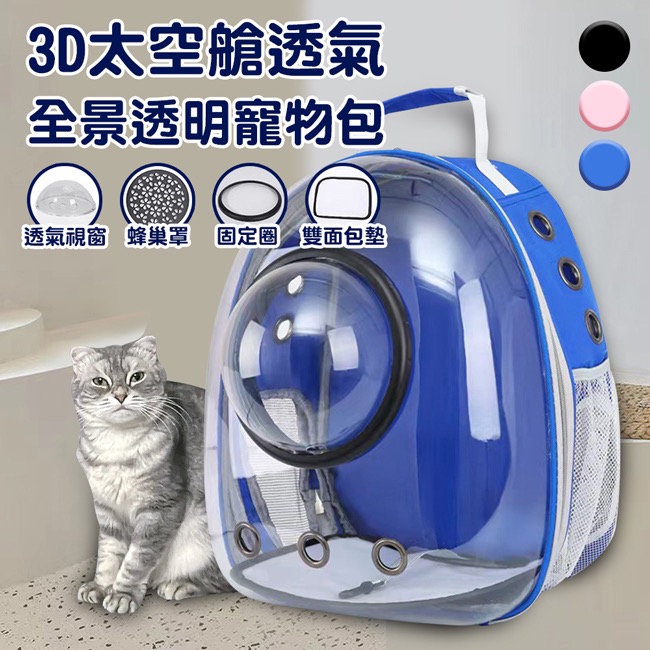 現貨 【有熊出沒】3D太空艙透氣寵物包/寵物外出籠/全景透明寵物包/寵物背包/三色任選-規格圖9