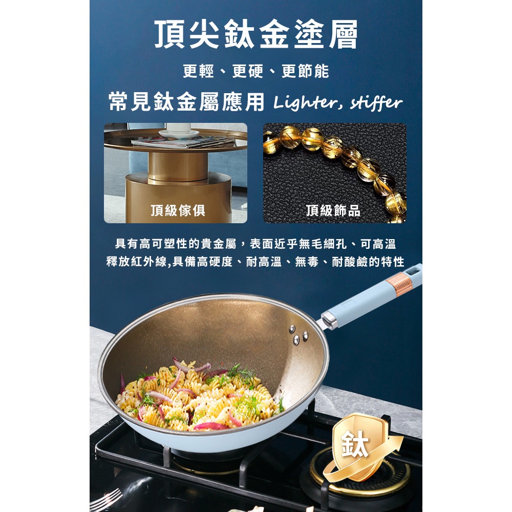 現貨海洋藍鈦金炒鍋32公分含蓋-細節圖3