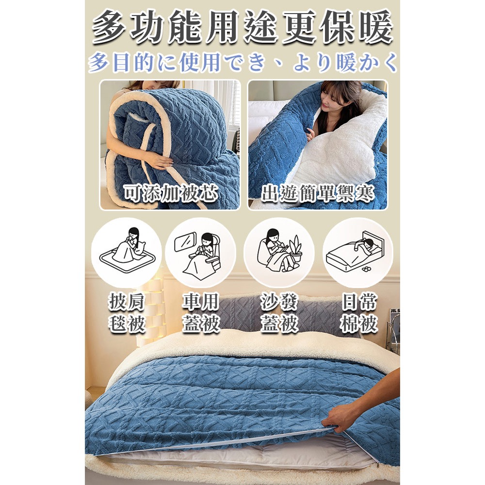 現貨 【Hilton 希爾頓】塔芙絨白色羊羔絨兩用被/被套-細節圖10