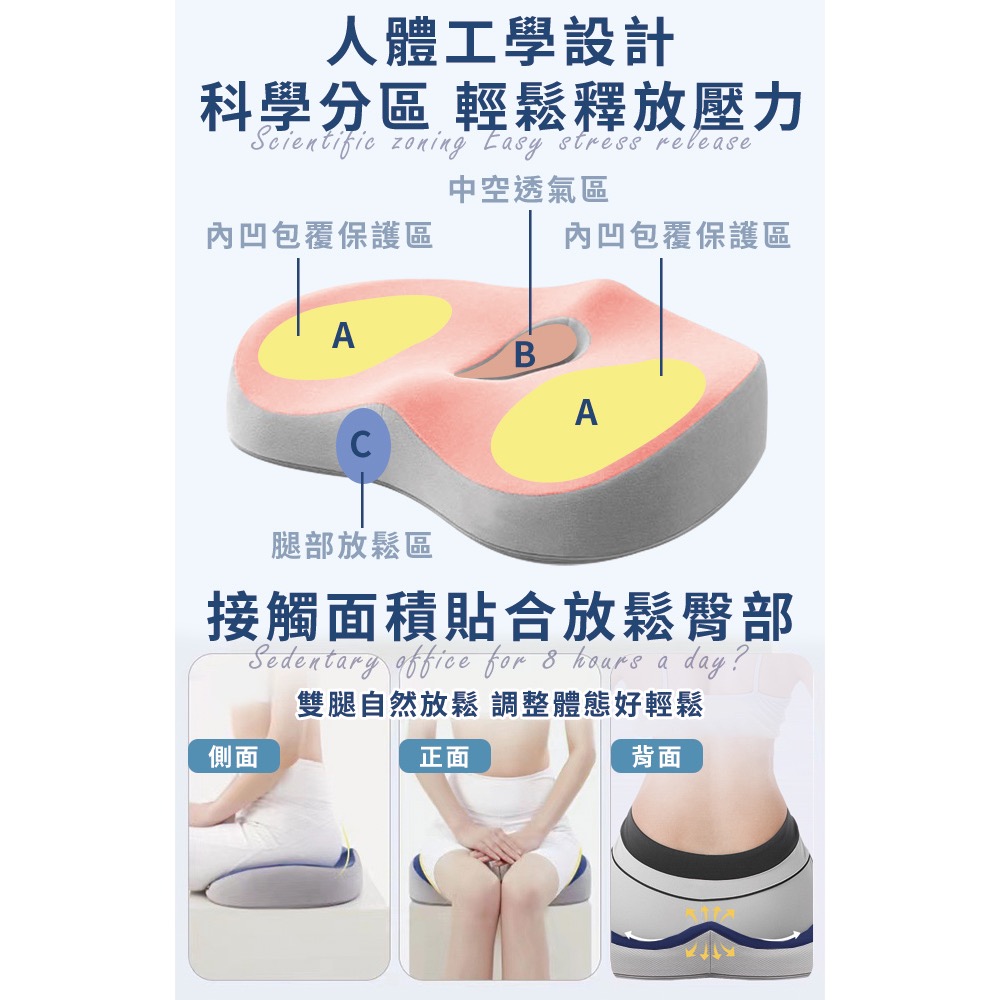 現貨 【ENNE】8D慢回彈記憶棉坐墊/美臀坐墊/記憶坐墊/減壓坐墊/舒壓坐墊/四色任選-細節圖6