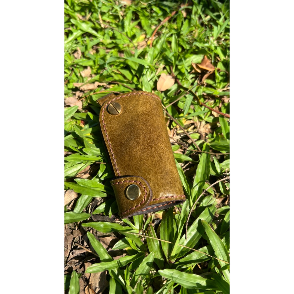 手工真皮鑰匙包｜雙色可選（深咖/灰藍）｜職人手縫設計｜質感收納鑰匙圈-規格圖4