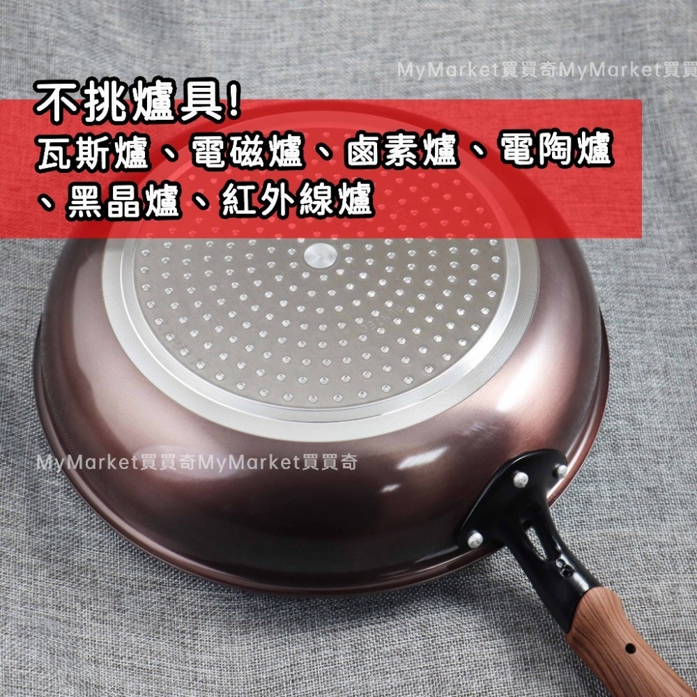 🌟日本製🌟不沾炒鍋 不沾平底鍋 24/26/28/30/32cm 平煎鍋 深炒鍋 炒菜鍋 可電磁爐 竹原 和樂亭-細節圖2