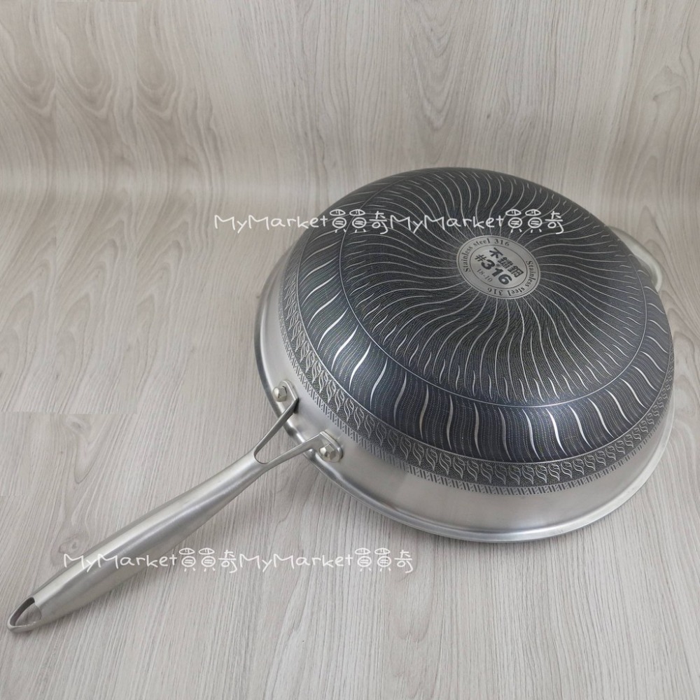 🌟台灣製🌟瑪露塔 316不鏽鋼 七層 不沾炒鍋 32/34/36/40CM 中華炒鍋 蜂巢炒鍋 炒菜鍋 無鉚釘 陶晶-細節圖3