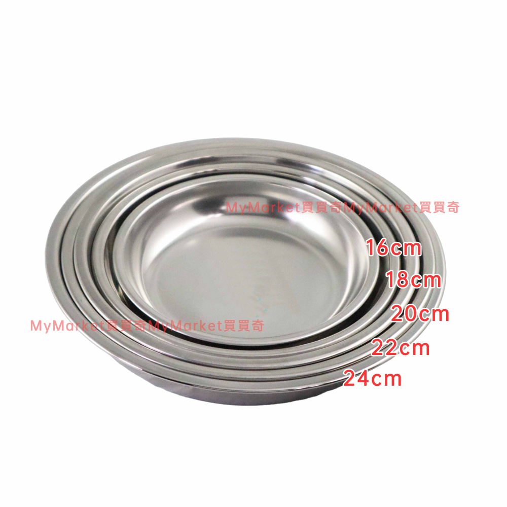 🌟台灣製🌟304不鏽鋼深型圓盤 電鍋蒸盤 16/18/20/22/24cm 圓皿 盤子 白鐵餐盤 料理盤 水果盤 露營盤-細節圖2
