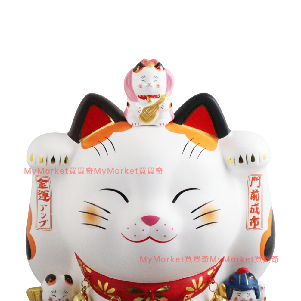 日本進口 金運七福神招財貓(高26cm) 大號 開店送禮 開業禮品 風水開運 招財擺飾 開運招財貓 祈福招財貓 陶瓷擺件-細節圖2