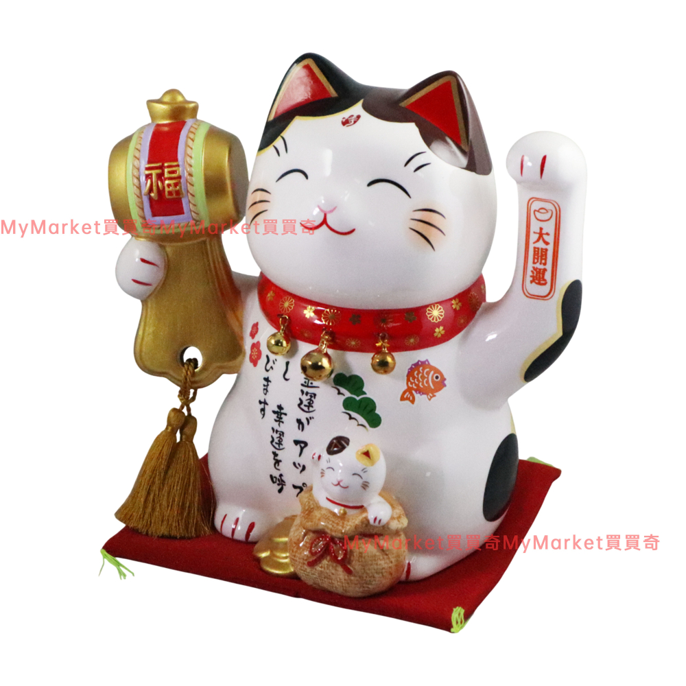 日本進口🌟招福開運貓(高17cm) 大號招財貓 開店送禮 開業禮品 風水開運 招財擺飾 開運 祈福 招財貓 陶瓷擺件-細節圖2