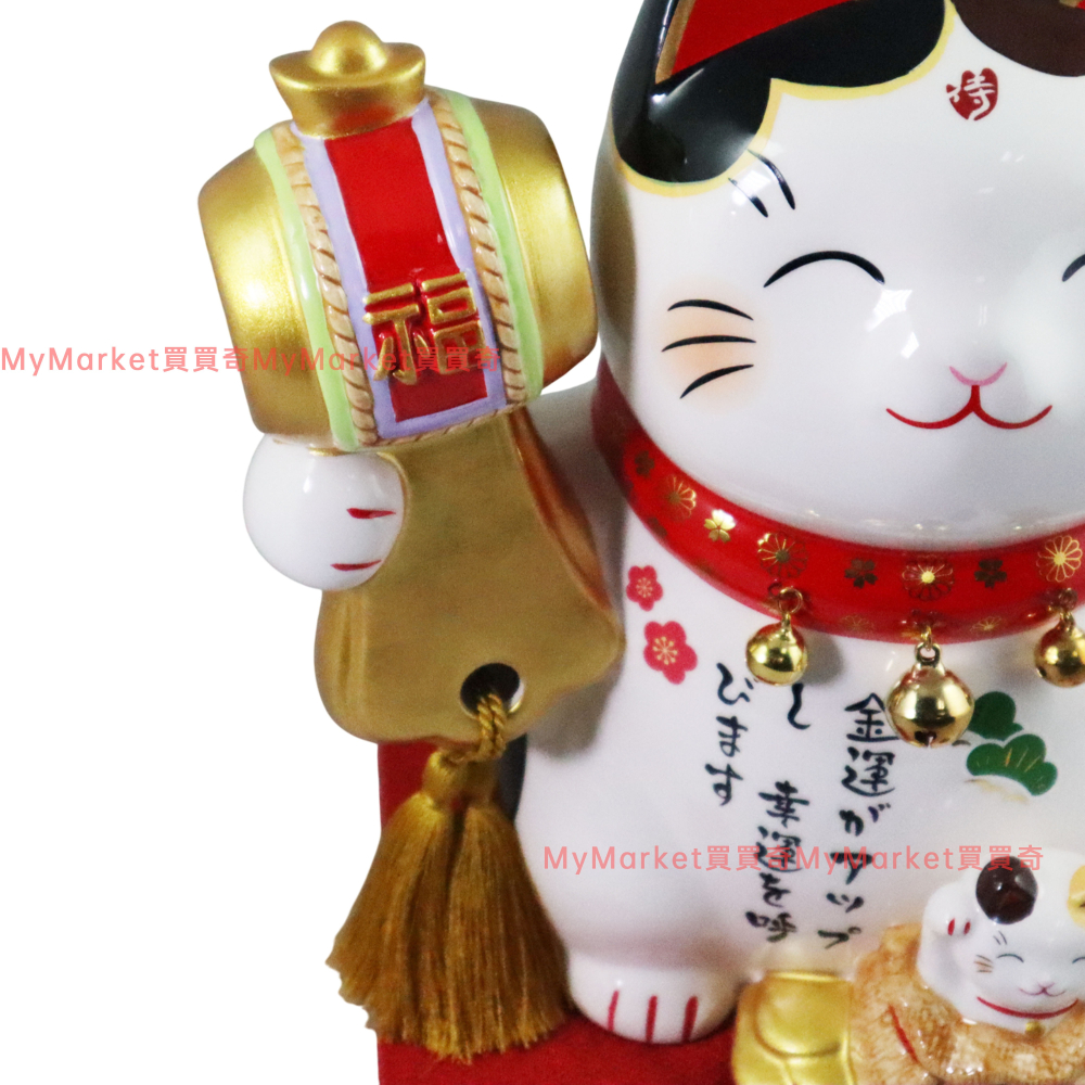 日本進口🌟招福開運貓(高17cm) 大號招財貓 開店送禮 開業禮品 風水開運 招財擺飾 開運 祈福 招財貓 陶瓷擺件-細節圖4
