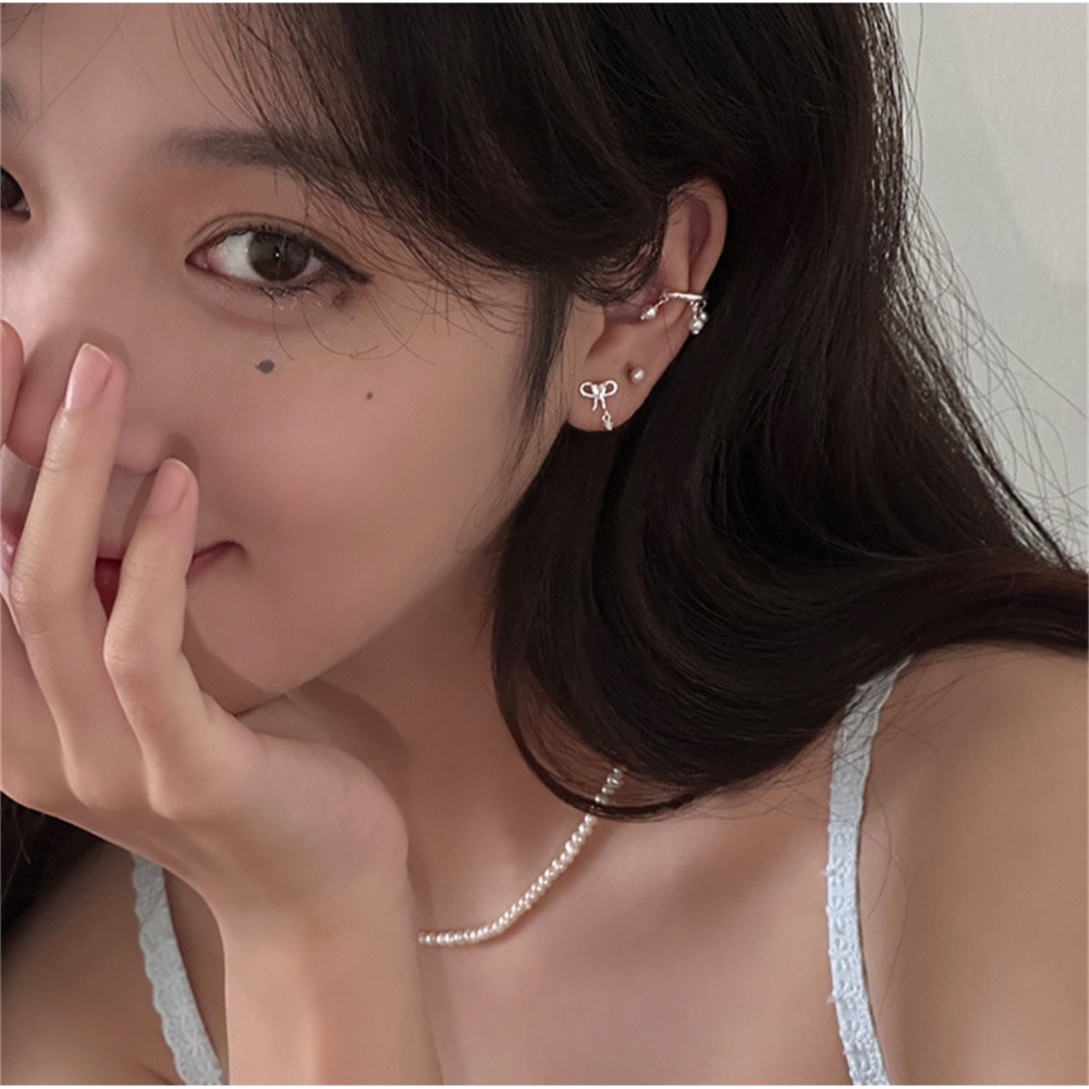 韓國蝴蝶結鋯石垂墜方塊耳環-規格圖3