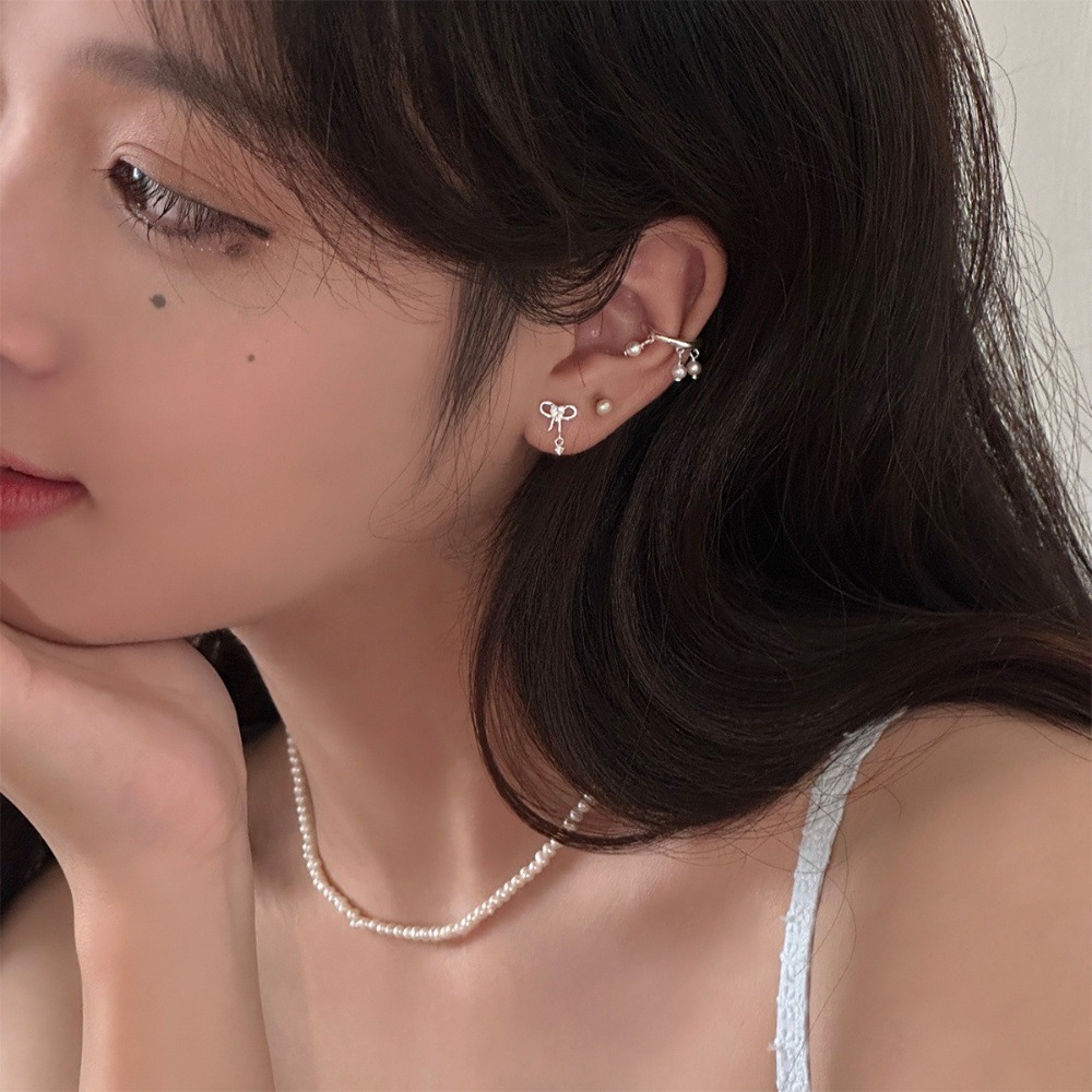 韓國蝴蝶結鋯石垂墜方塊耳環-規格圖3