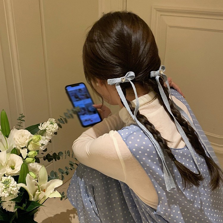 少女粉藍蝴蝶結髮夾（單入）-規格圖4