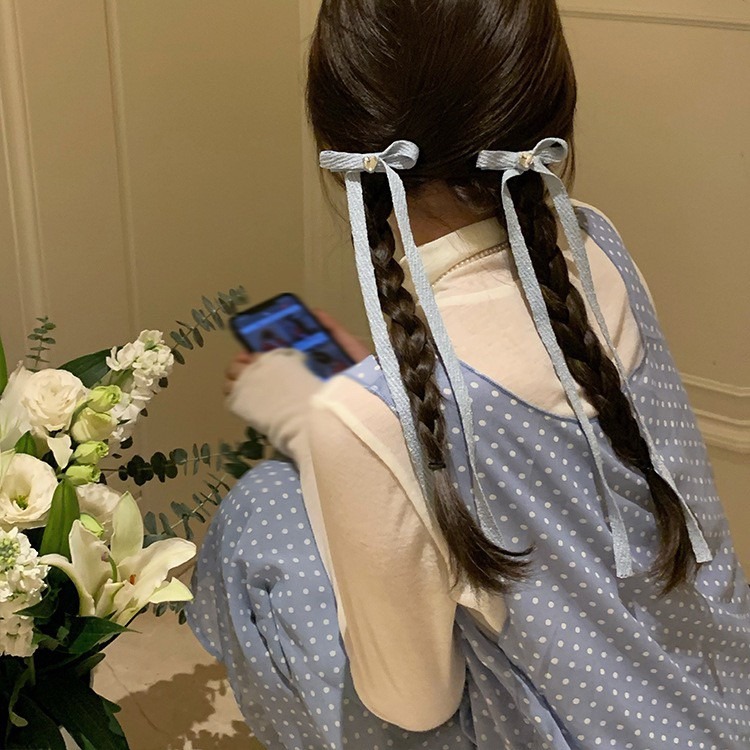 少女粉藍蝴蝶結髮夾（單入）-規格圖4