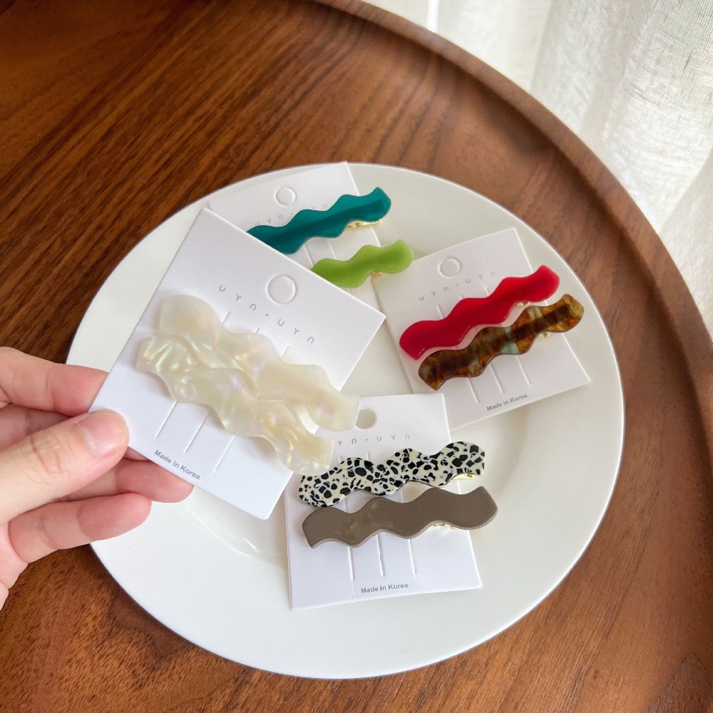 韓國人魚姬波浪鴨嘴髮夾（兩入一組）-細節圖2