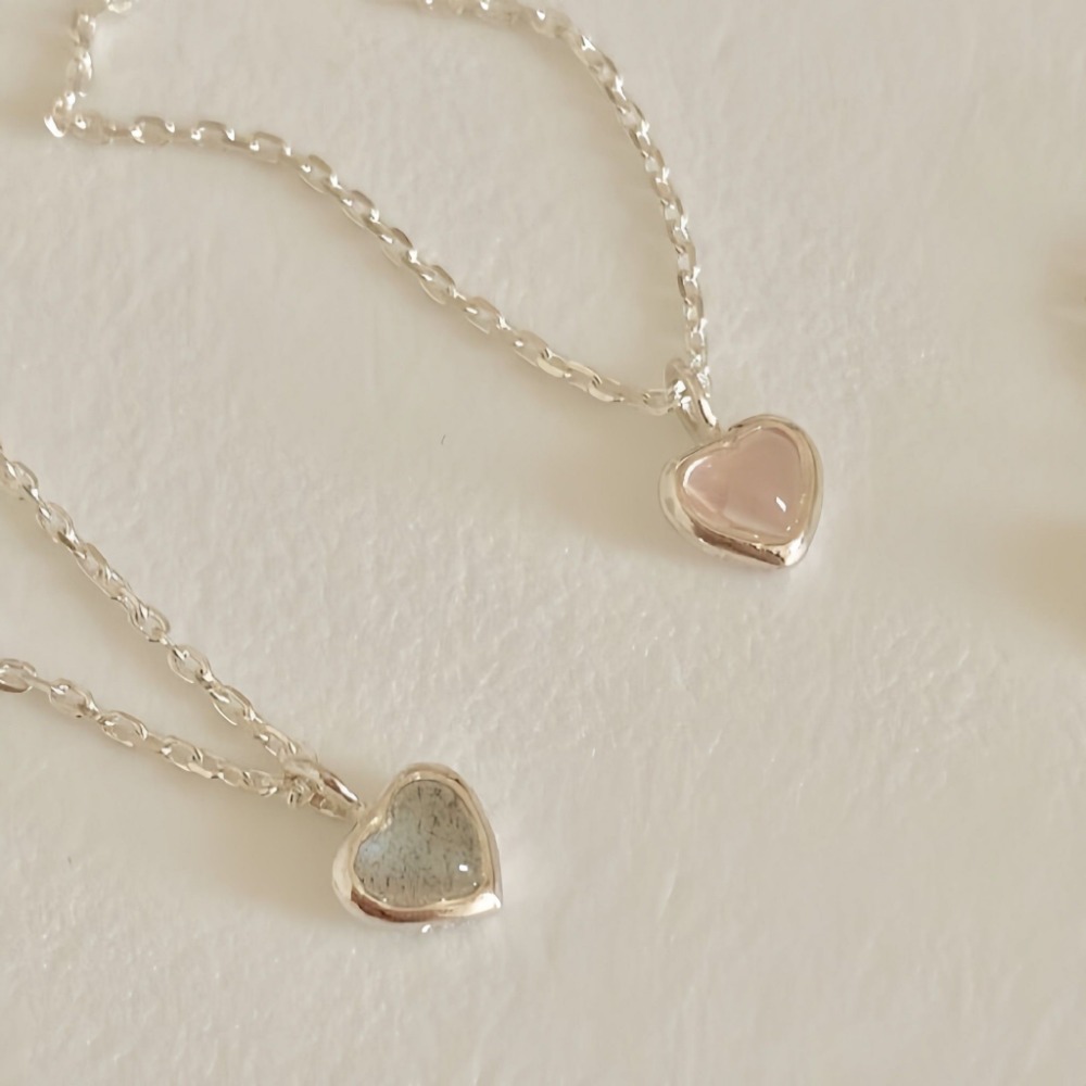 韓國天然水晶mini 愛心項鍊-細節圖2