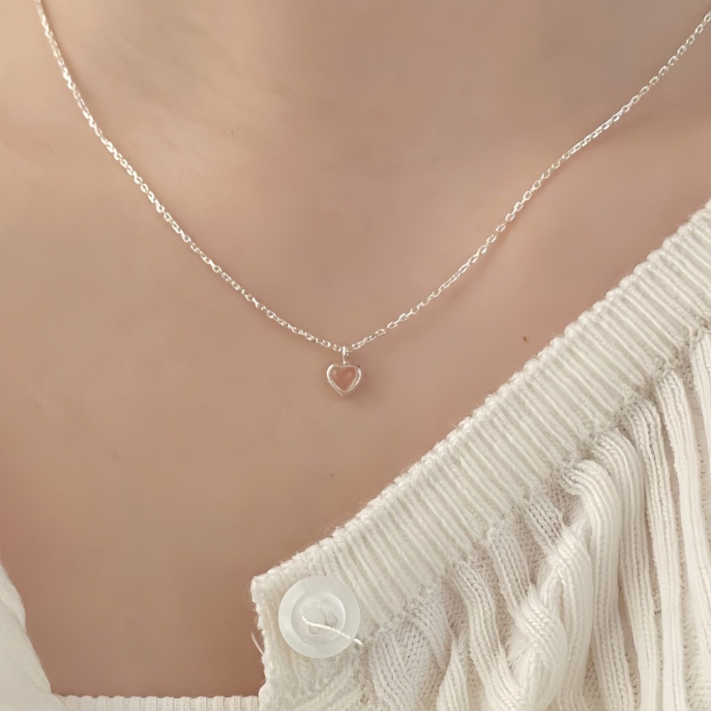 韓國天然水晶mini 愛心項鍊-細節圖3