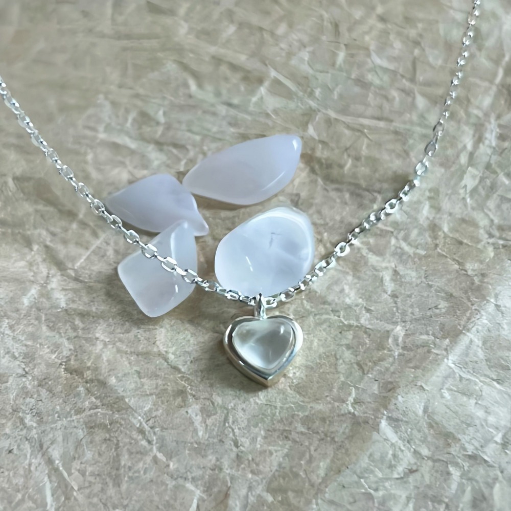 韓國天然水晶mini 愛心項鍊-細節圖7