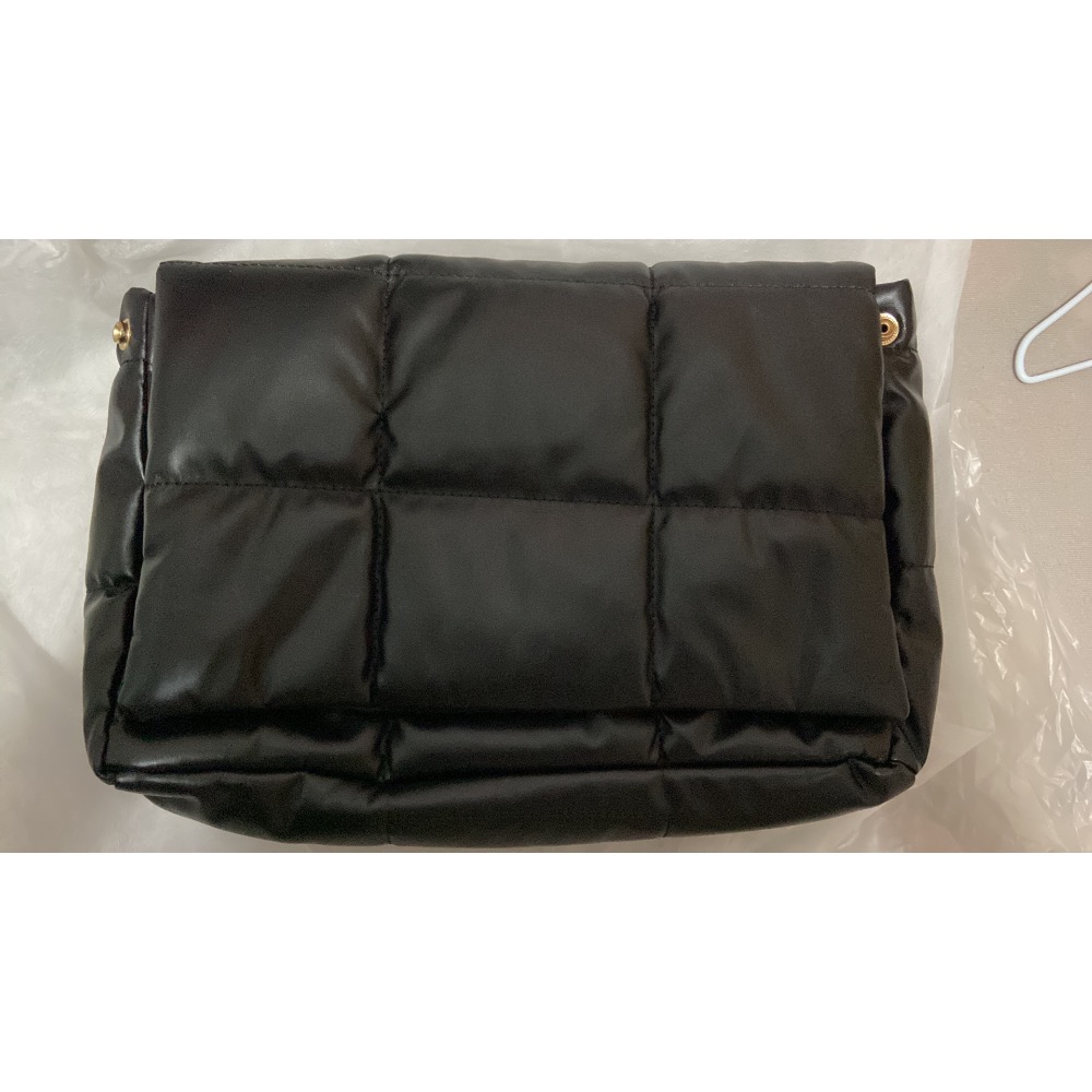 黑色菱格紋大容量側背包-細節圖2