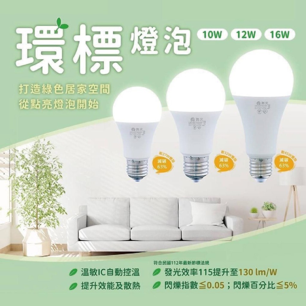 尚丞照明 LED 環標燈泡 環保標章 E27 16瓦 12瓦 10瓦 白光 黃光 自然光 球泡 省電燈泡 全電壓-細節圖3