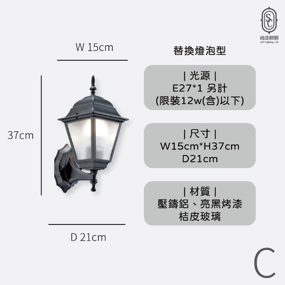 尚丞照明 LED 戶外壁燈 防水 大樓外牆 氣氛燈 復古 雨天燈 門口 藝術燈-細節圖4