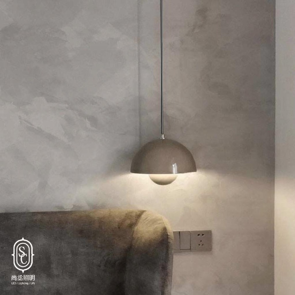 尚丞照明 LED 吊燈 台灣現貨快速出貨 香菇 白 粉 奶泥 霧面 米白 簡約 餐廳 花苞 E27 藝術 送燈泡-細節圖5