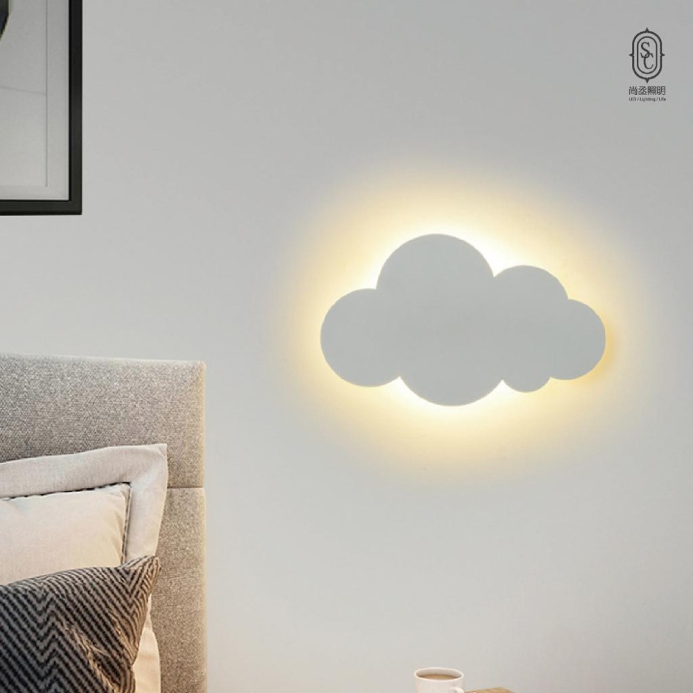 尚丞照明 LED 雲朵壁燈 黃光 反射光源 不刺眼 臥室 可愛 夜燈 吸頂式 10瓦 全電壓 可用集線盒 台灣出貨-細節圖3