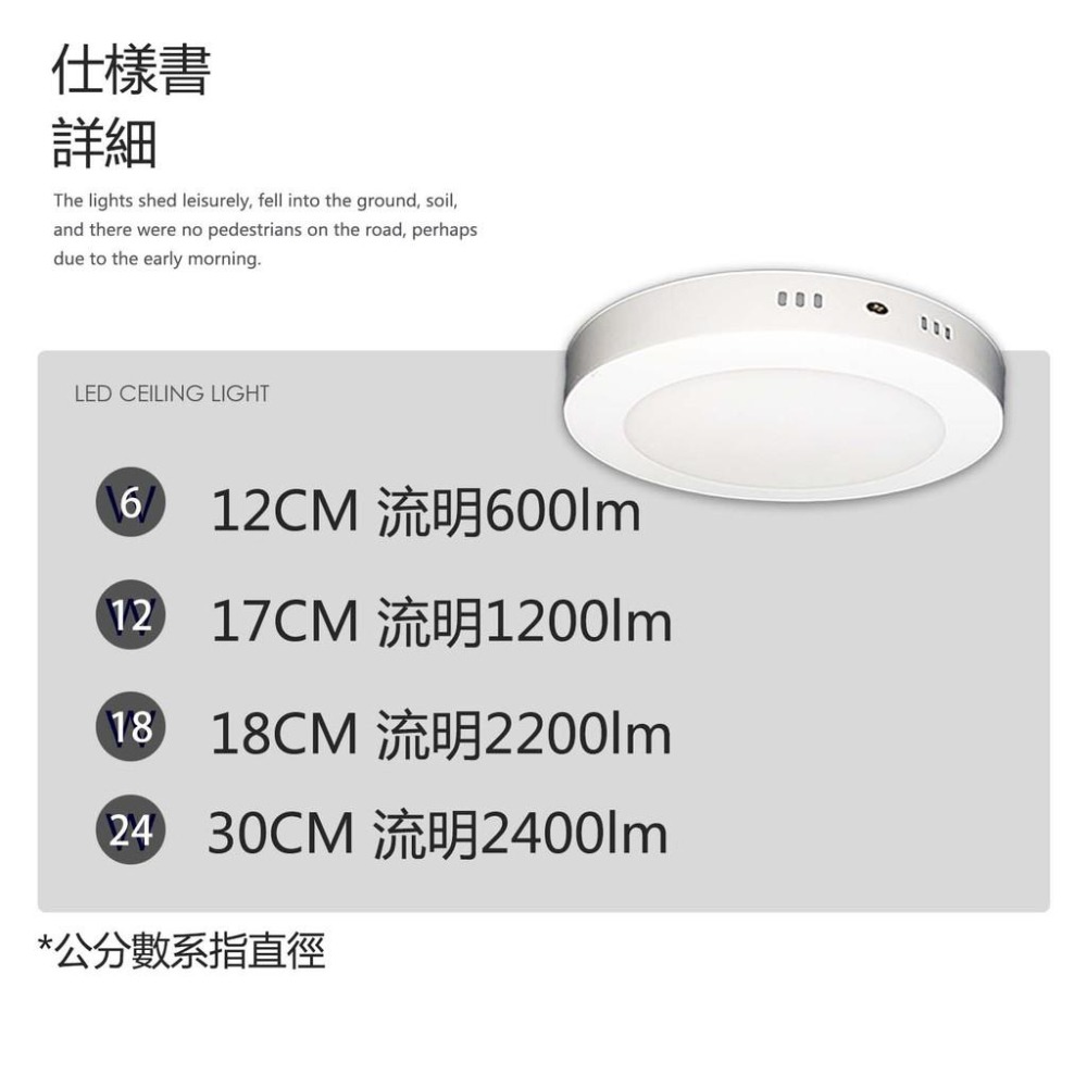 尚丞照明 全尺寸 LED 12/17/22 公分 防潮 吸頂燈 激薄 黃光 白光 自然光 全電壓 浴室燈 陽台 廁所-細節圖3