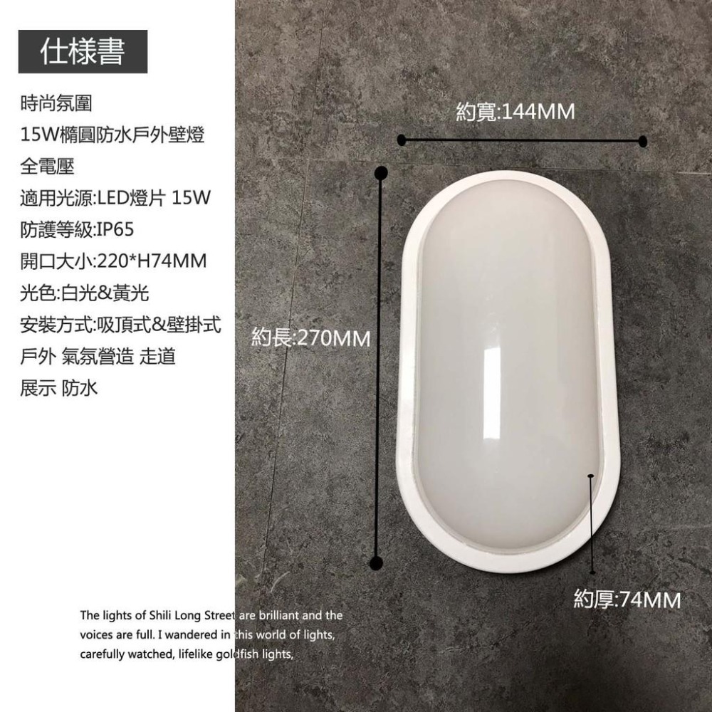 尚丞照明 LED 15W 10W 舞光 橢圓 防水 壁燈 陽台 全電壓 戶外 防水壁燈 IP65 省電節能 燈片-細節圖3