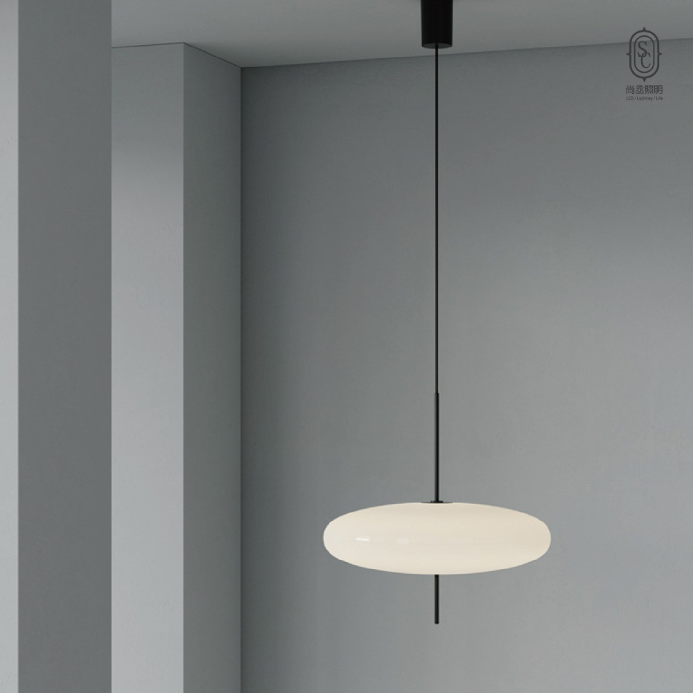 尚丞照明 LED 藝術燈 吸頂燈 吊燈 飛碟型 E27燈泡 可換燈泡 質感 黑色 餐吊燈 中島 大-細節圖5