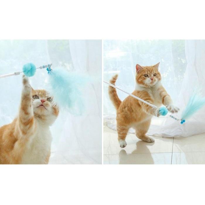 『伊果~現貨秒出』逗貓棒 向陽花逗貓棒 長杆逗貓棒 逗貓 貓咪 自嗨 鈴鐺 貓咪玩具 寵物玩具 寵物用品 流蘇逗貓棒 羽-細節圖3