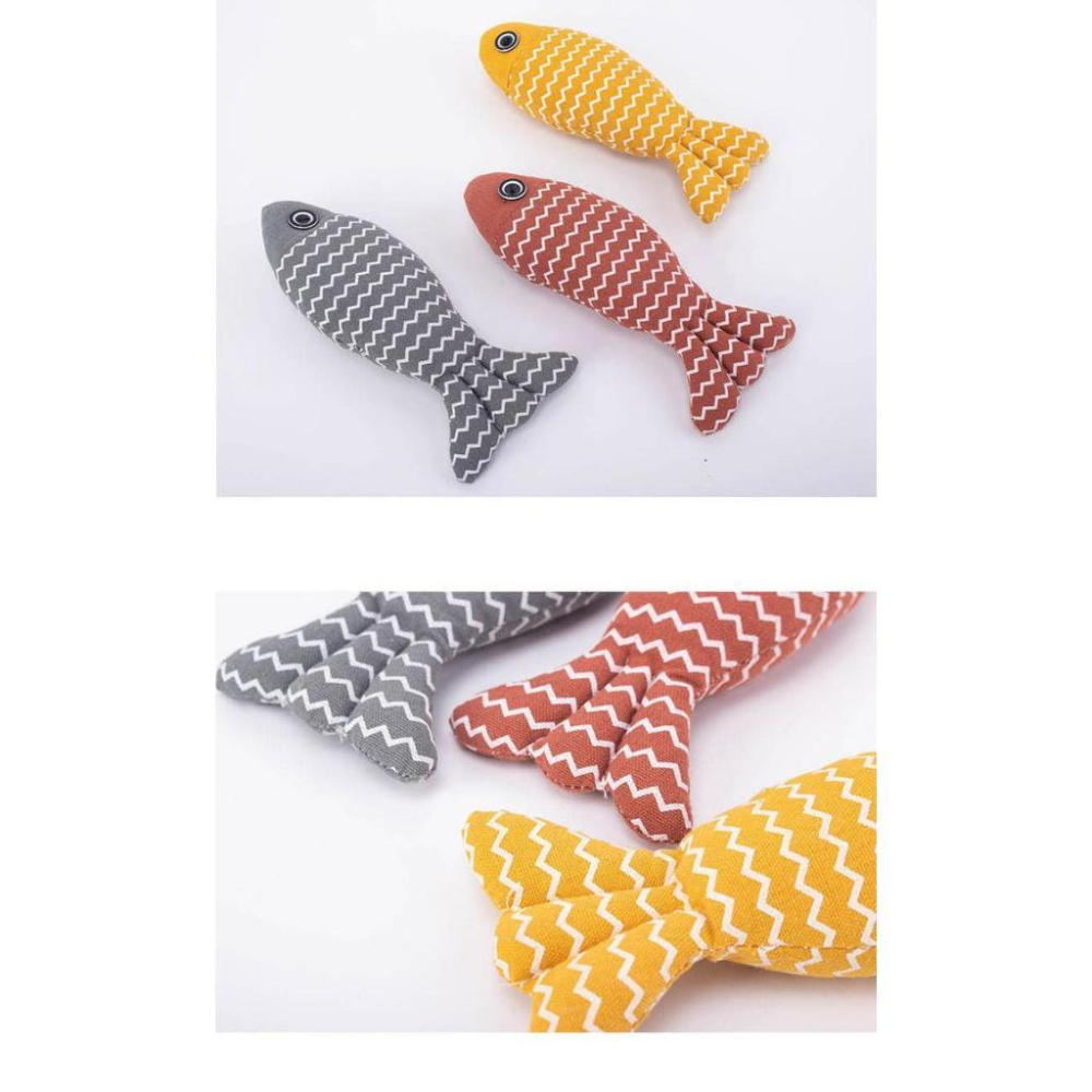 『伊果~現貨秒出』寵物玩具 自嗨 解悶 毛絨玩具 仿真玩具 耐抓 耐咬 磨牙 磨牙玩具 狗玩具 貓玩具 薄荷草 麻布魚-細節圖5