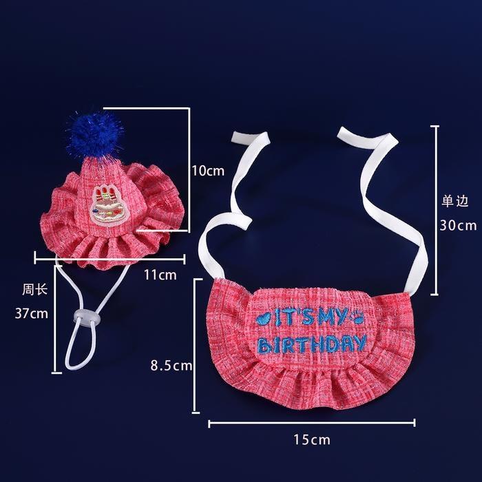 『伊果~現貨秒出』生日帽 寵物頭套 寵物帽 寵物飾品 狗帽子 貓帽子 寵物頭飾 寵物變裝 寵物衣服 刺繡格子-細節圖4