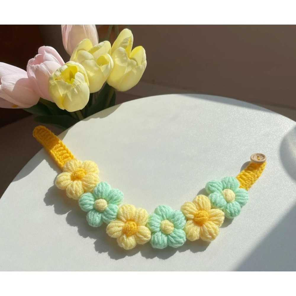 『伊果~現貨秒出』寵物飾品 寵物項圈 寵物項鍊 手工項圈 花朵項圈 花朵項鍊 編織項圈 貓項圈 貓項鍊 狗項圈-細節圖4