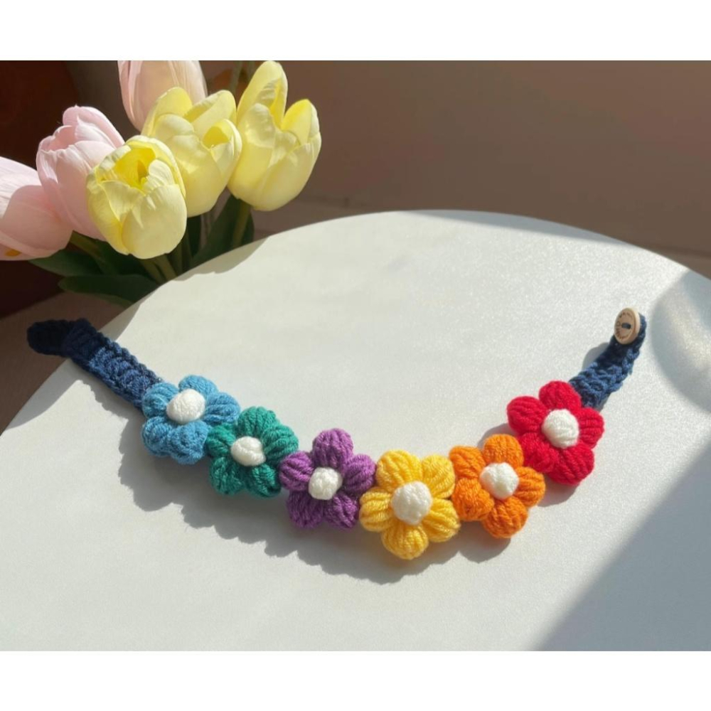 『伊果~現貨秒出』寵物飾品 寵物項圈 寵物項鍊 手工項圈 花朵項圈 花朵項鍊 編織項圈 貓項圈 貓項鍊 狗項圈-細節圖8