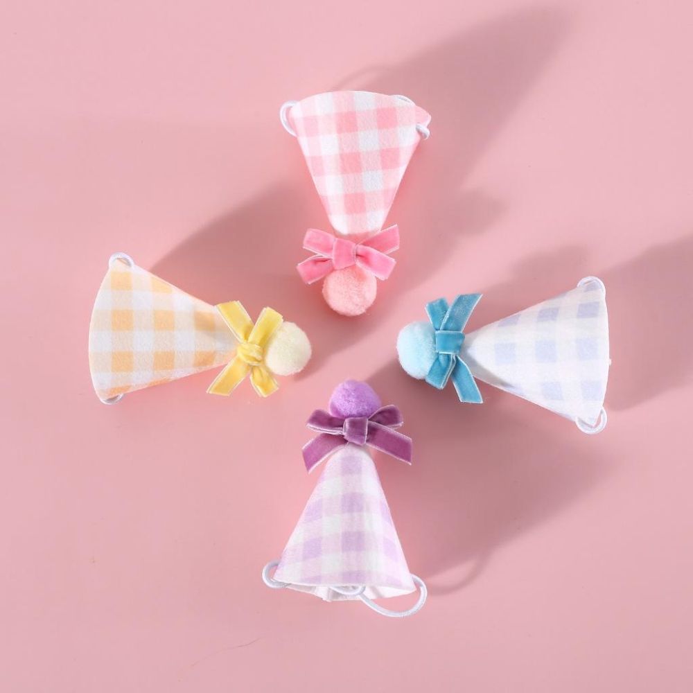 『伊果~現貨秒出』生日帽 寵物頭套 寵物帽 寵物飾品 狗帽子 貓帽子 寵物頭飾 寵物變裝 寵物衣服 刺繡格子-細節圖8