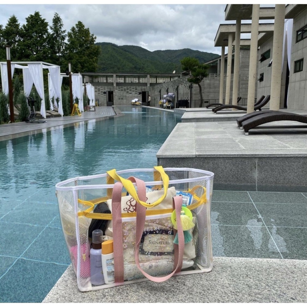 透明果凍包 透明防水包  Ins馬卡龍透明沙灘包 沙灘包 透明肩背包 透明手提包 游泳包 沙灘包-細節圖3