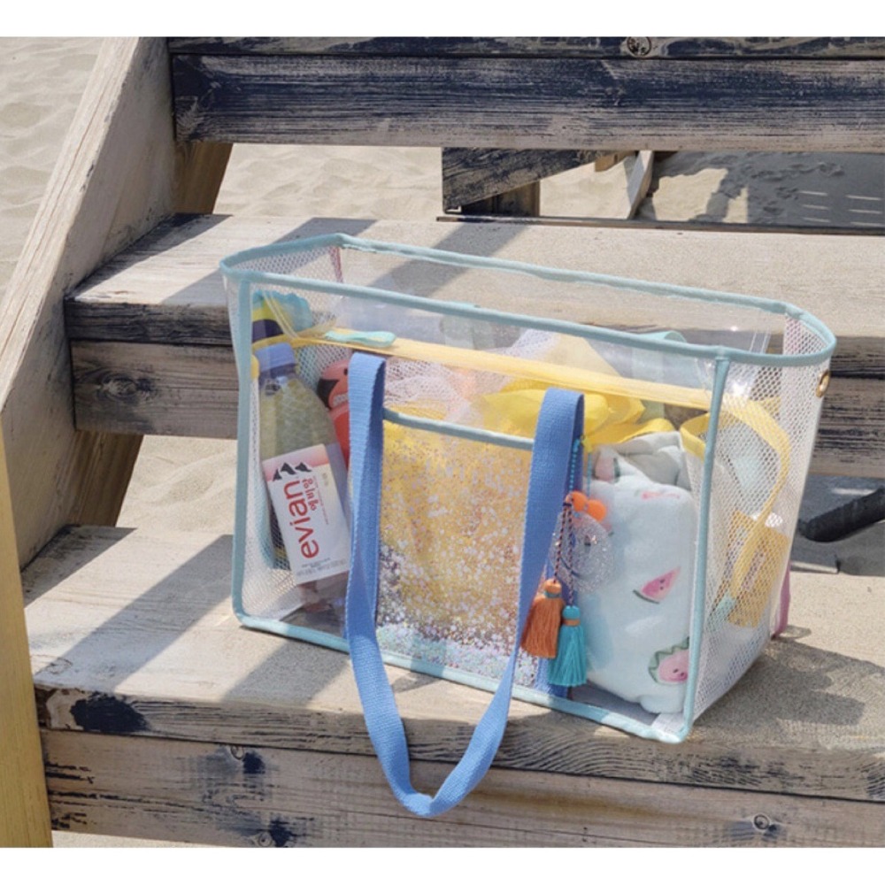 透明果凍包 透明防水包  Ins馬卡龍透明沙灘包 沙灘包 透明肩背包 透明手提包 游泳包 沙灘包-細節圖7