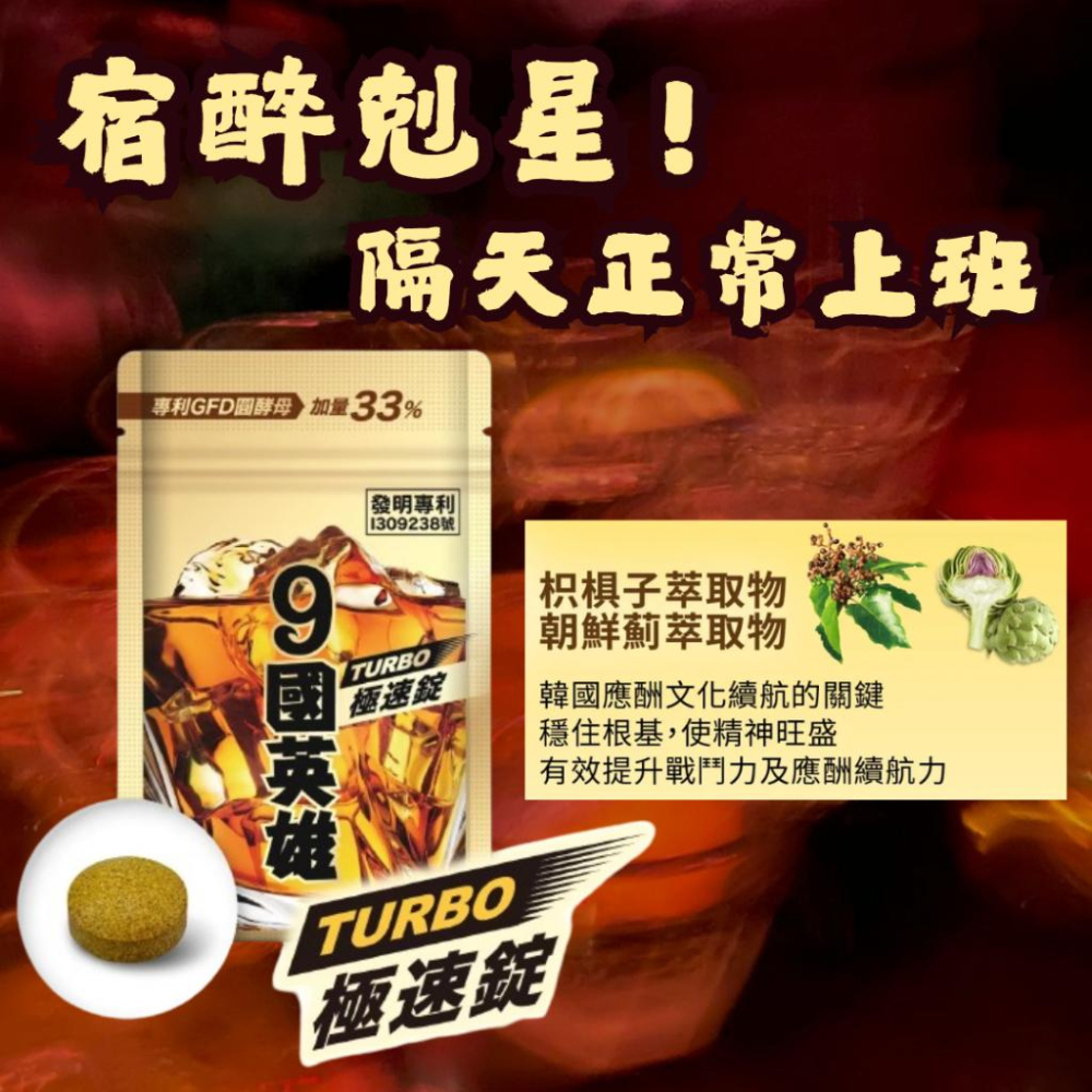 24hr出貨免運✨九國英雄 極速錠 宿醉神器 應酬喝酒必備 喉嚨借過海量乾杯、熬夜加班、跑趴戰將 天然薑黃 婕樂纖 9國-細節圖3