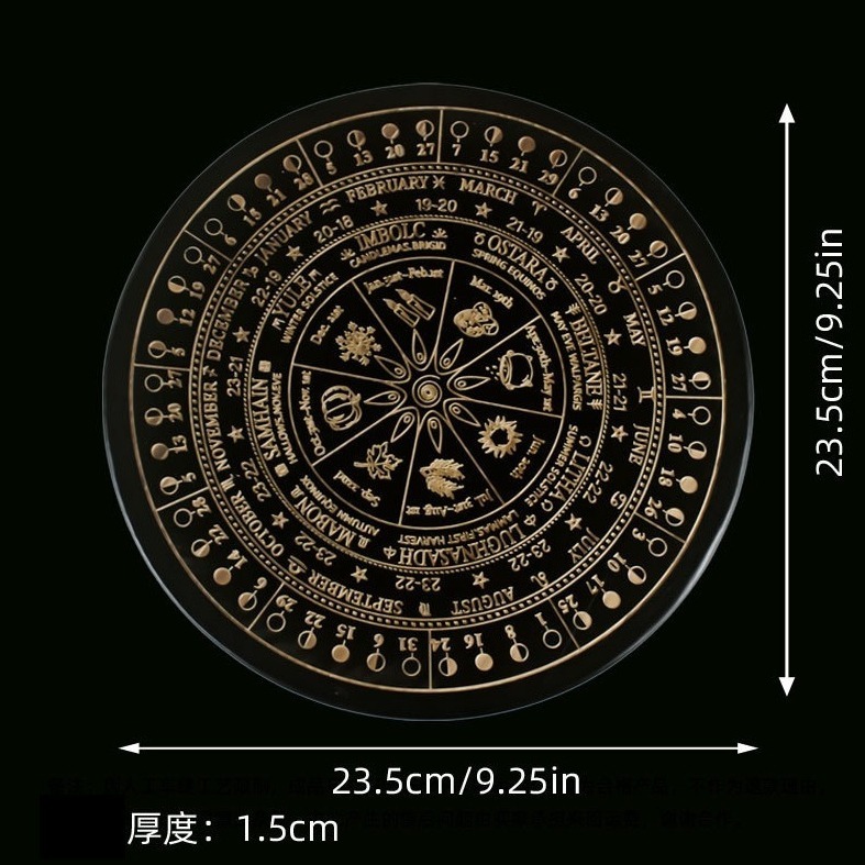 木製月相星盤靈擺盤 威卡慶典 月亮週期 元素力量 Wicca 魔法 女巫 儀式 水晶 擺件 裝飾 神祕學 禮物-細節圖4