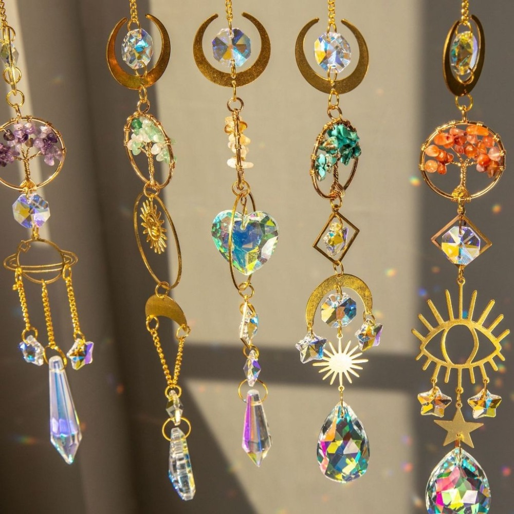 Suncatcher 金色生命樹水晶太陽捕手 風鈴 全視之眼 神聖符號 空氣鳳梨 陽光 捕夢網 窗戶 房間裝飾-細節圖5
