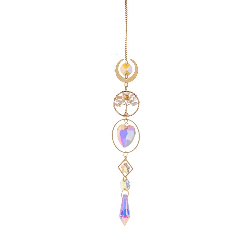 Suncatcher 金色生命樹水晶太陽捕手 風鈴 全視之眼 神聖符號 空氣鳳梨 陽光 捕夢網 窗戶 房間裝飾-規格圖6