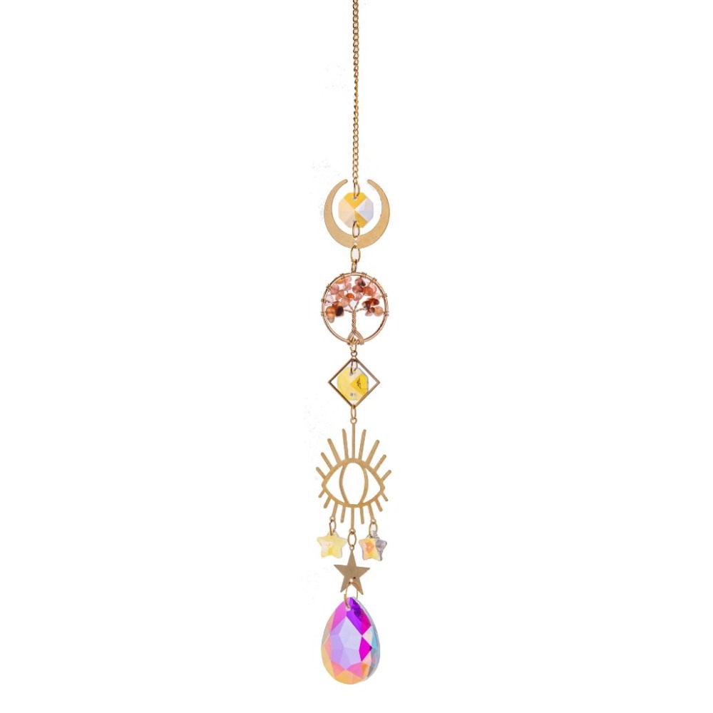 Suncatcher 金色生命樹水晶太陽捕手 風鈴 全視之眼 神聖符號 空氣鳳梨 陽光 捕夢網 窗戶 房間裝飾-規格圖6