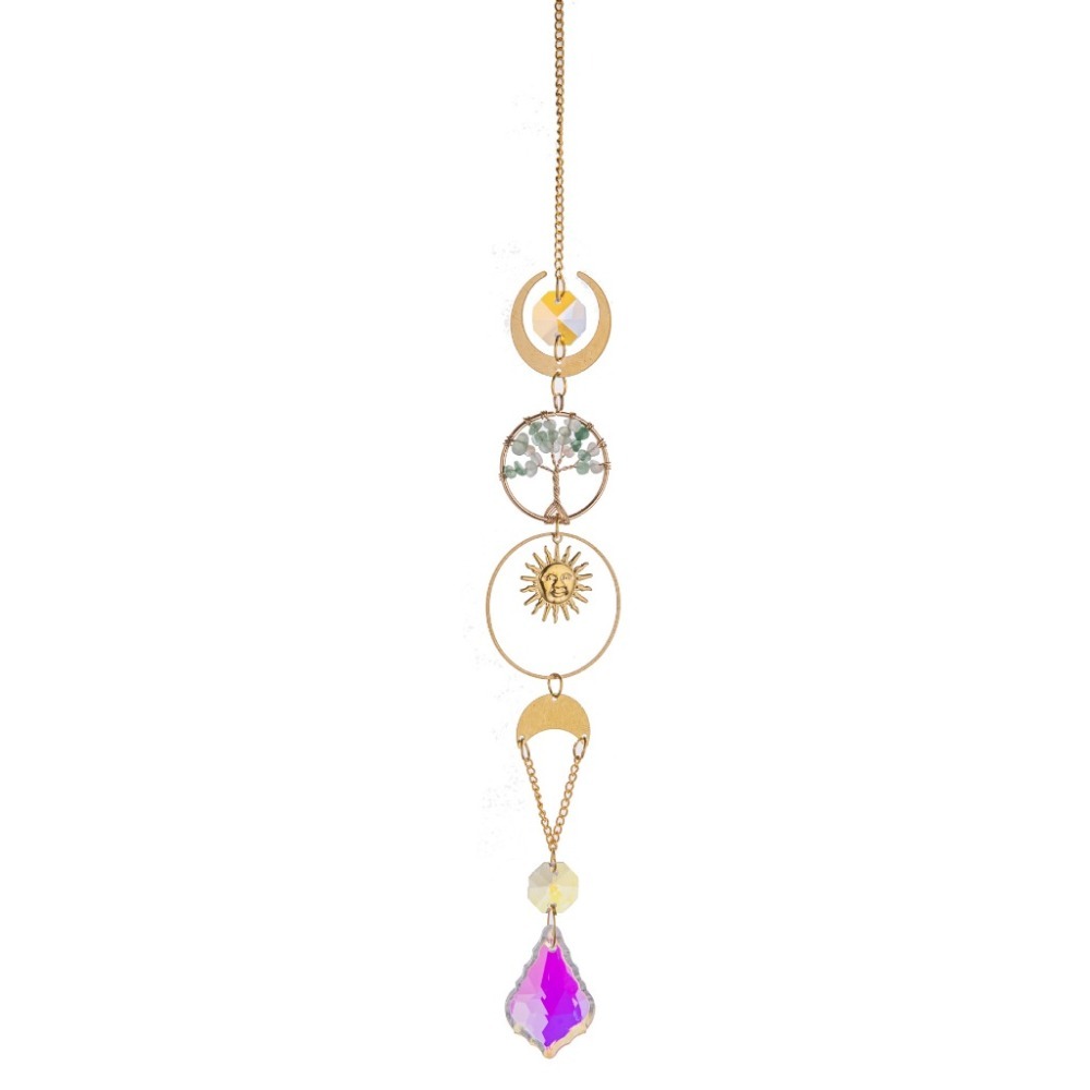 Suncatcher 金色生命樹水晶太陽捕手 風鈴 全視之眼 神聖符號 空氣鳳梨 陽光 捕夢網 窗戶 房間裝飾-規格圖6
