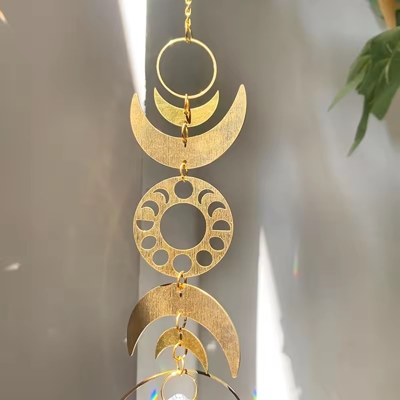 Suncatcher 月相水晶太陽捕手 風鈴 全視之眼 神聖符號 空氣鳳梨 陽光 捕夢網 窗戶 吊墜 房間裝飾 居家裝飾-細節圖2