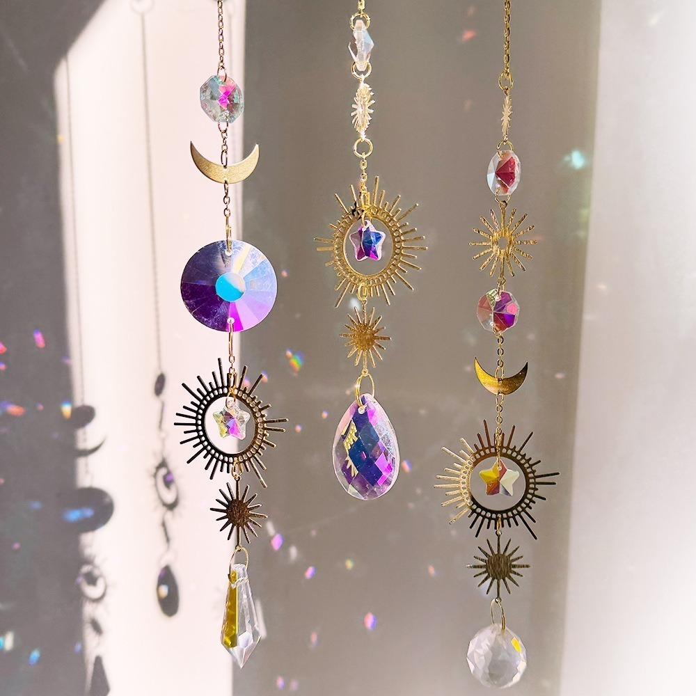 Suncatcher 彩虹星月太陽捕手 風鈴 水晶稜鏡 宇宙 空氣鳳梨 陽光 捕夢網 窗戶 吊墜 房間裝飾 居家裝飾-細節圖2