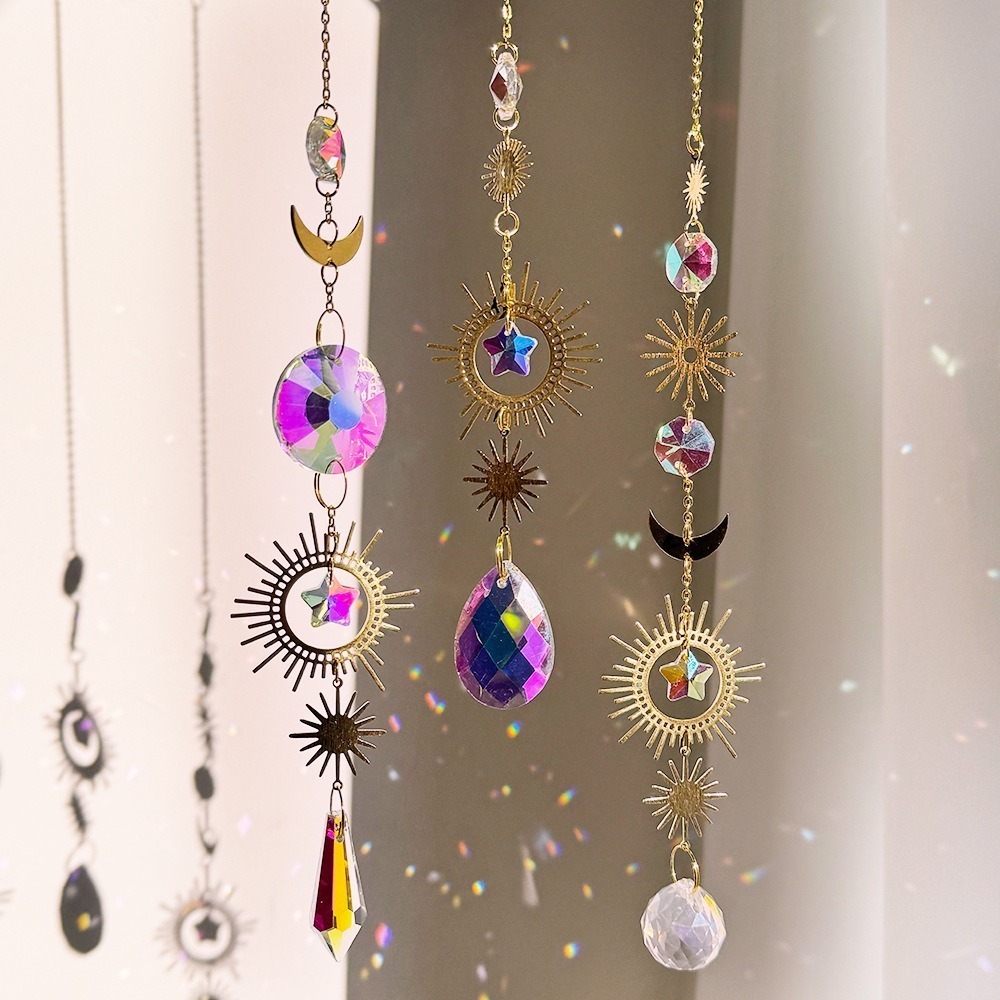 Suncatcher 彩虹星月太陽捕手 風鈴 水晶稜鏡 宇宙 空氣鳳梨 陽光 捕夢網 窗戶 吊墜 房間裝飾 居家裝飾-細節圖3