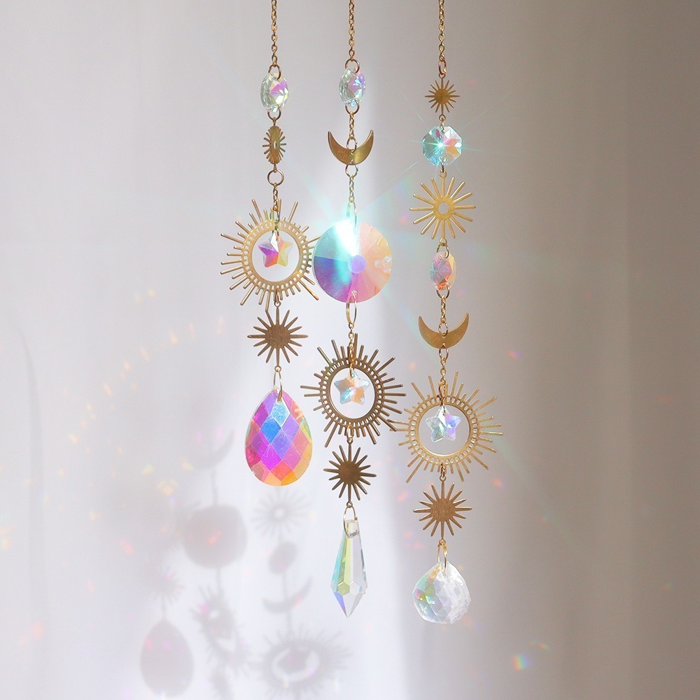 Suncatcher 彩虹星月太陽捕手 風鈴 水晶稜鏡 宇宙 空氣鳳梨 陽光 捕夢網 窗戶 吊墜 房間裝飾 居家裝飾-細節圖4