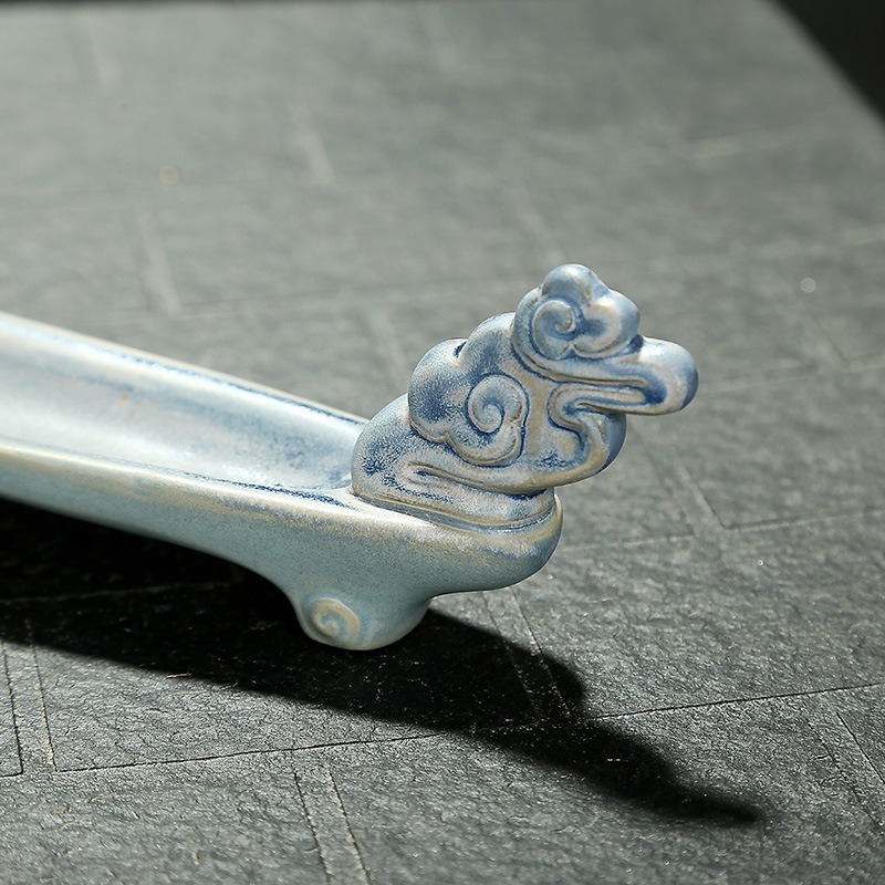 貔貅叼香香插 線香 線香座 陶瓷線香座 線香盤 臥香座 薰香座 香皿 插香座 香台 狻猊 招財 香氛-細節圖4