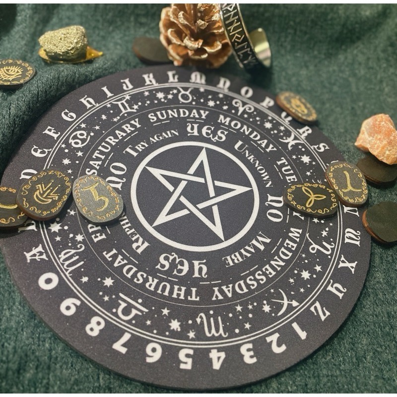 五芒星偉特塔羅星座靈擺盤 靈擺訊息板 星期 傳訊 占卜 Wicca 魔法 女巫 儀式 水晶 擺件 裝飾 神祕學 禮物-五-細節圖3