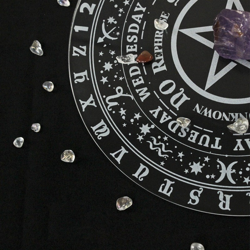 亞克力五芒星靈擺盤 靈擺訊息板 月亮週期 元素力量 Wicca 魔法 女巫 儀式 水晶 擺件 裝飾 神祕學 禮物-細節圖2