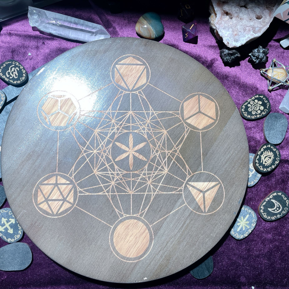 木製神聖幾何脈輪方位靈擺盤 水晶陣 訊息板 占卜 元素力量 Wicca 魔法 女巫 儀式 水晶 擺件 裝飾 神祕學 禮物-細節圖3