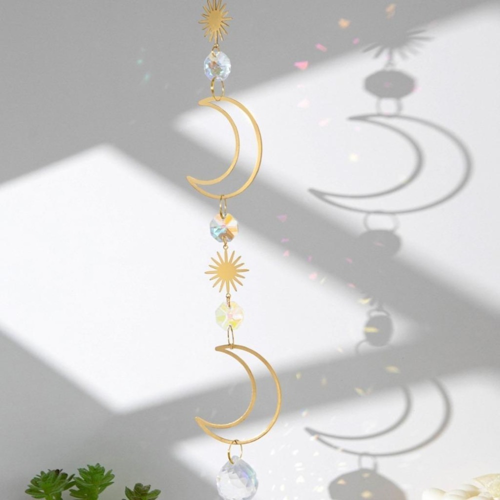 Suncatcher 簡約月牙太陽捕手｜月亮 水晶掛飾 日月星辰 歐美風 居家窗飾 喬遷禮物-細節圖2